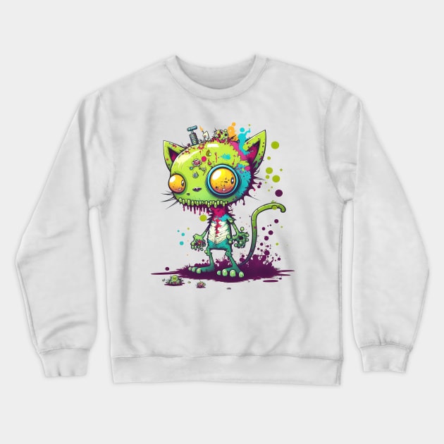 Zombie Cat Crewneck Sweatshirt by DankFutura